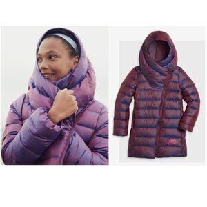 Nike Big Girls Down Asymmetric Puffer w Hood Iridescent Purple Good Cond - Large